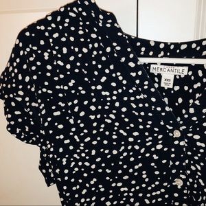 XXS J. Crew Navy Polka Dot Blouse